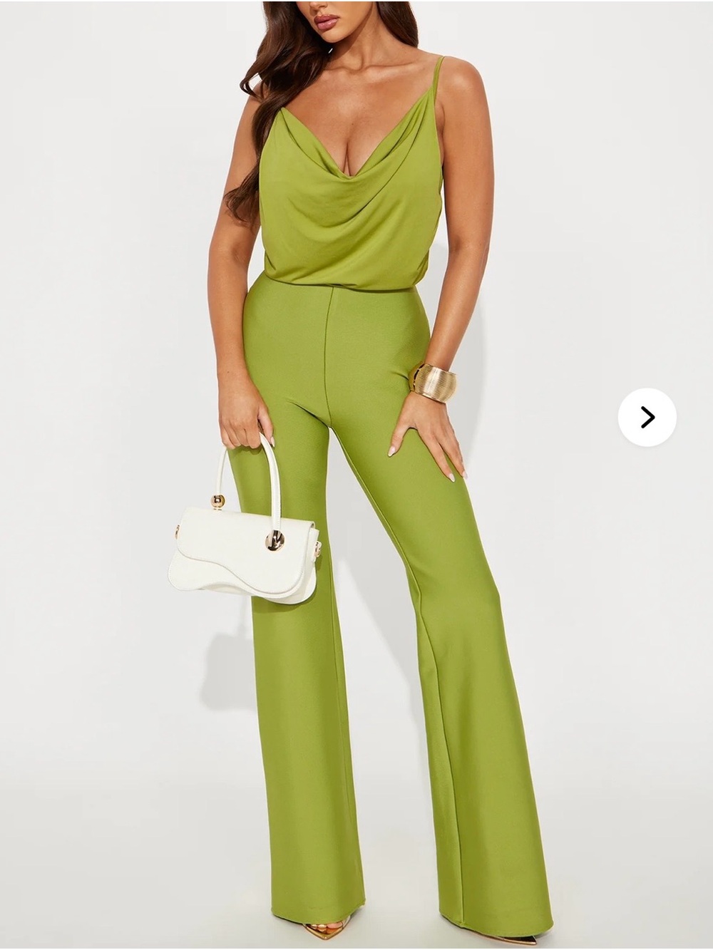 Women’s Olive Green Cowl Neck Jumpsuit